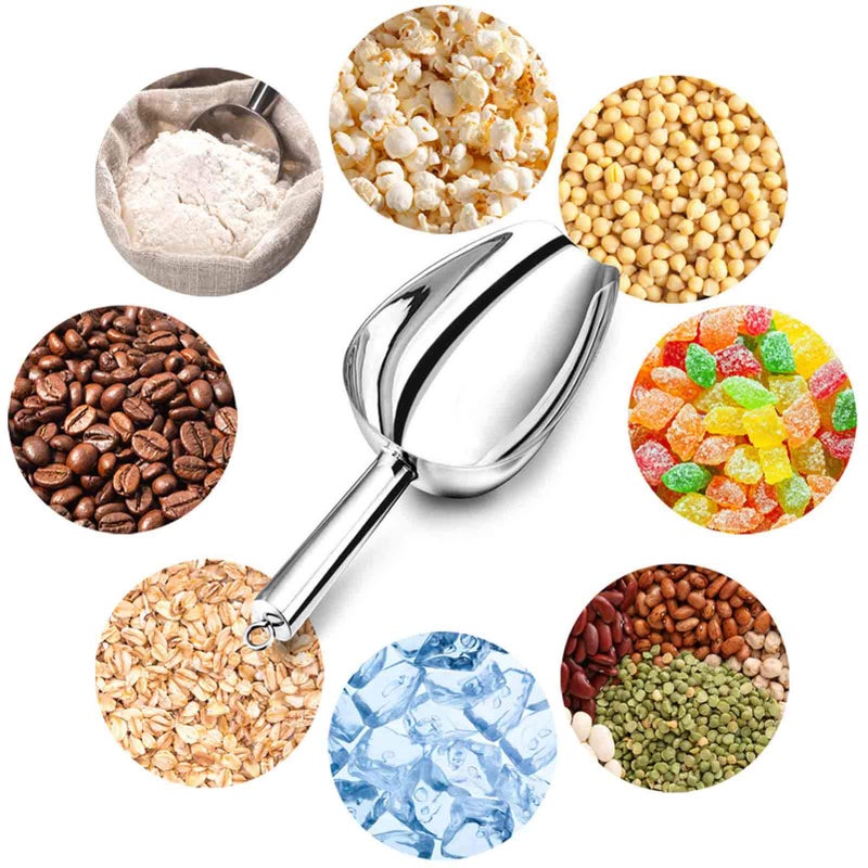 TeamFar Ice Scoop Set of 4, 8 Oz Stainless Steel Utility Metal Scoop for Food Candy Popcorn and More, Healthy & Sturdy, Easy Clean & Dishwasher Safe - Image 4